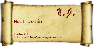 Noll Jolán névjegykártya